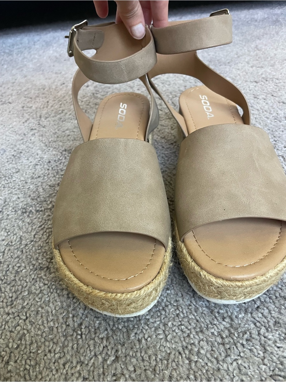 Soda Taupe Espadrille Ankle-Strap Platform Sandals